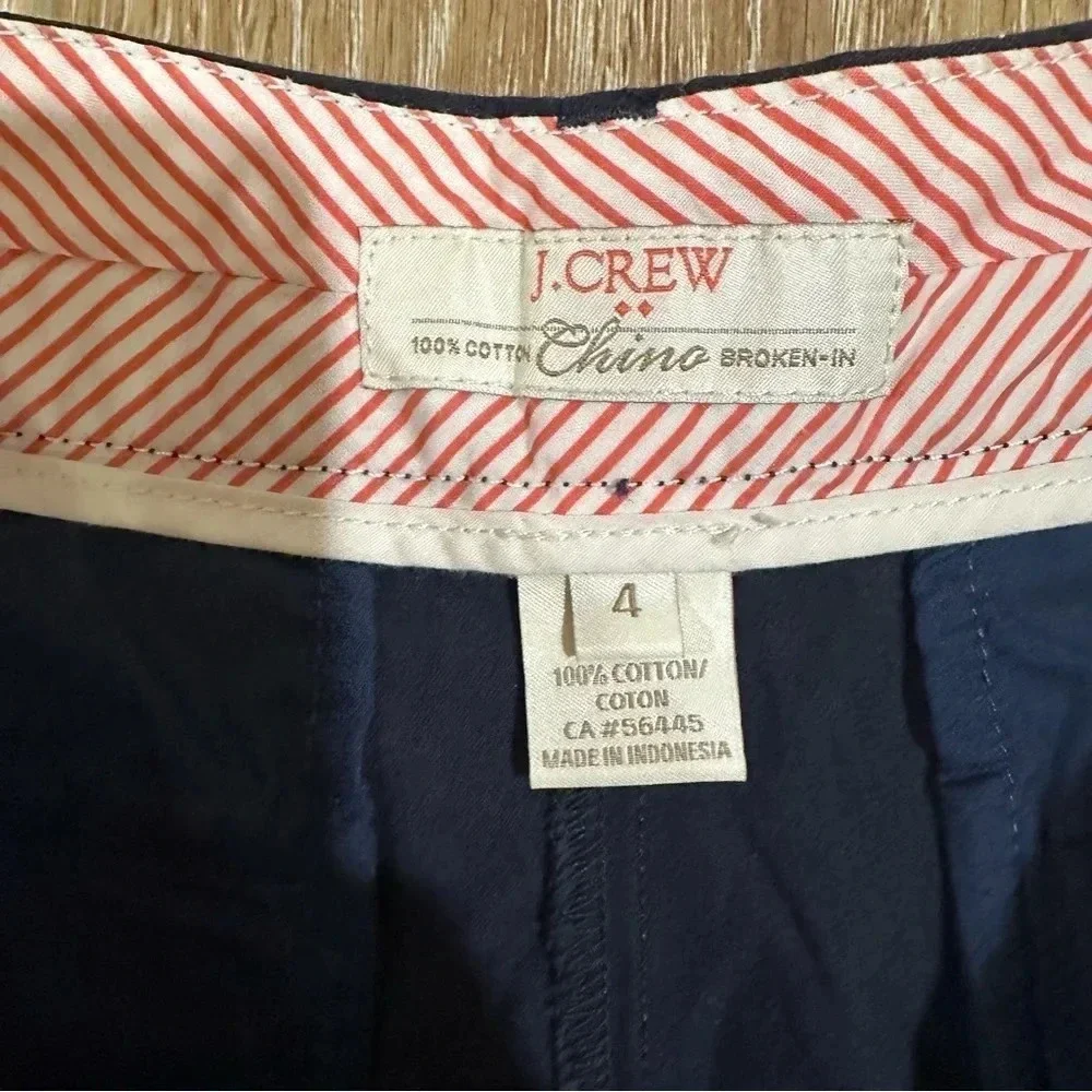 J. Crew Women's Navy Blue Chino Broken-In Cotton Shorts Size 4 GUC